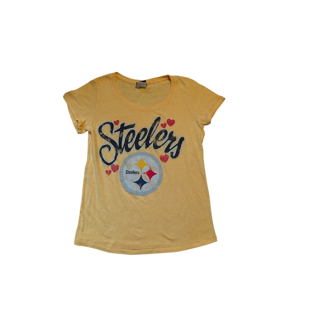NFL Team Apparel Pittsburgh Steelers Yellow Graphic T Shirt Womens Size M
